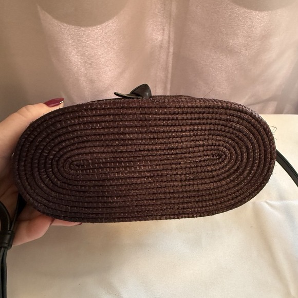 Cesta Collective Raffia Messenger Crossbody Bag Purse Dark Gray Black $395 EUC - Picture 2 of 11